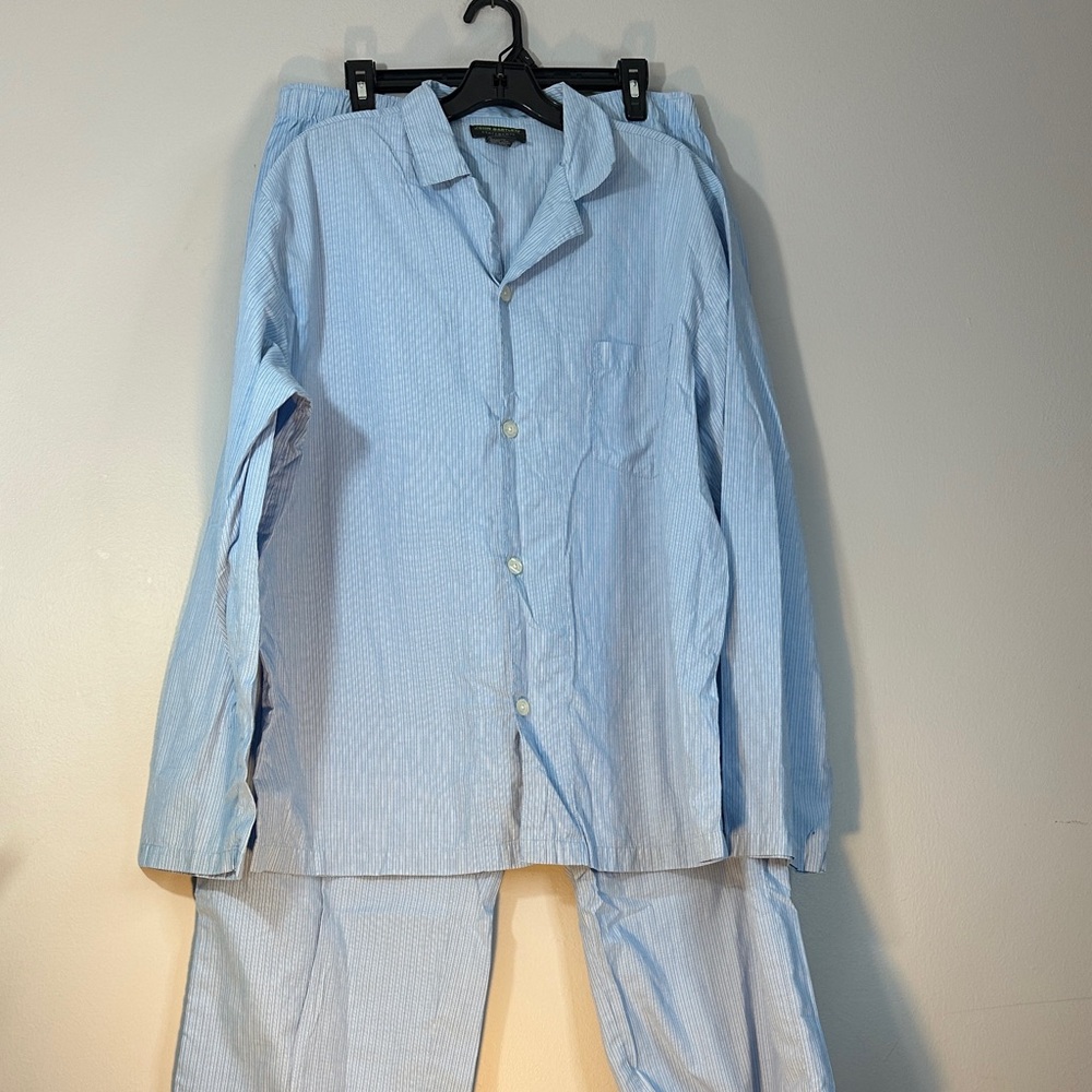 John Barlett Blue Striped long sleeve 2-piece pajama set size XL